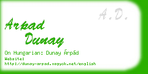 arpad dunay business card